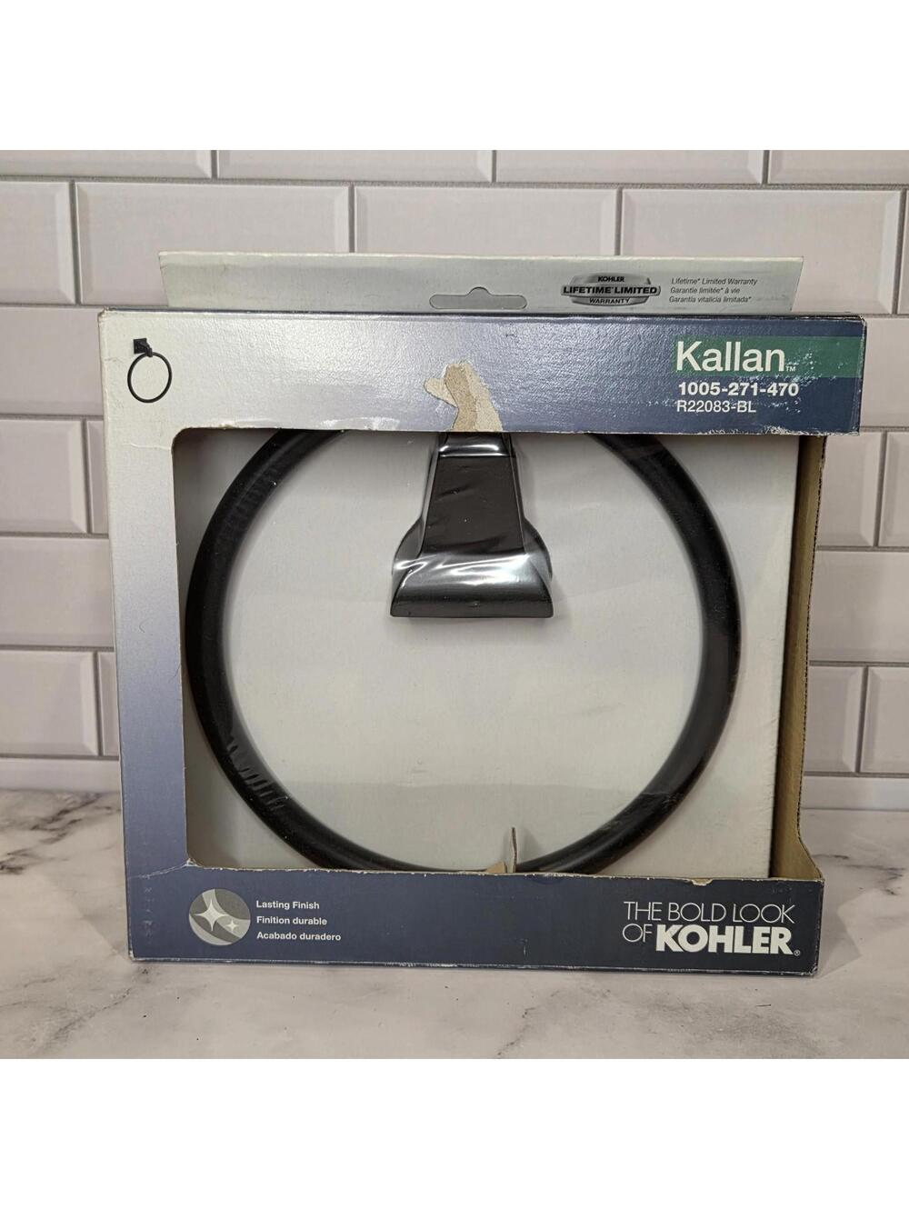 KOHLER Kallan Modern Towel Ring in Matte Black R22083-BL Matte Black New